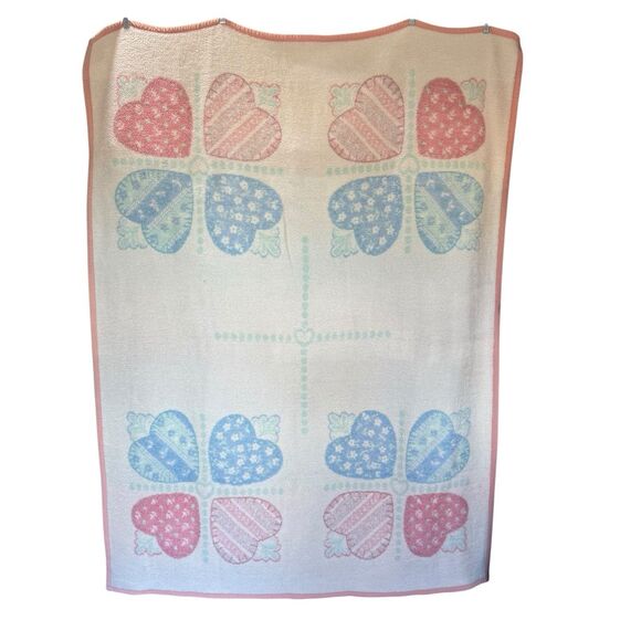 Biederlack Acrylic Blend Throw Blanket Pastels Reversible Cottage Hearts Kawaii - Picture 2 of 9